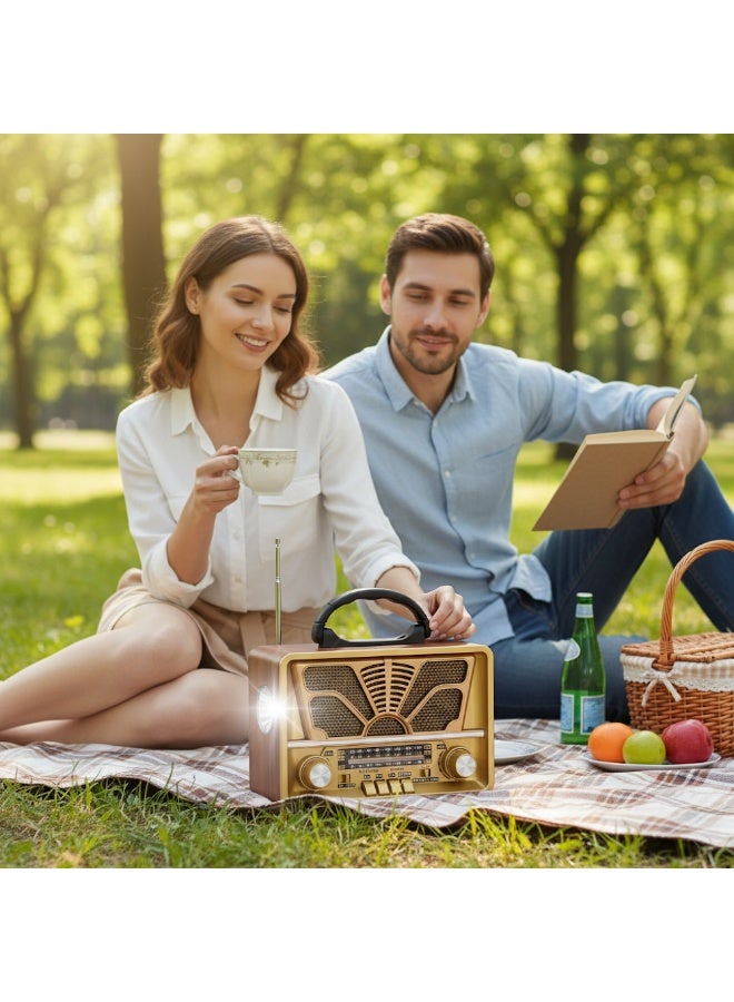 راديو متعدد الموجات FM/AM/SW - مشغل USB/TF/BT ومكبر صوت Hi-Fi - بطارية قابلة لإعادة الشحن وضوء كشاف - موديل R-7133BT - Image 3